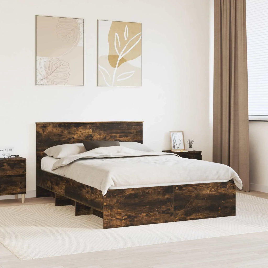 Struttura del letto Rovere fumé 150 x 200 cm Legno multistrato