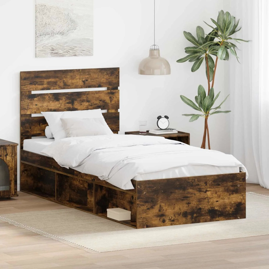Struttura del letto Rovere fumé 90 x 190 cm Pino massello 3411796