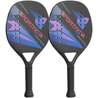 Set di Racchette da Beach Tennis, Manico Antiscivolo, Fibra di Carbonio, Nero