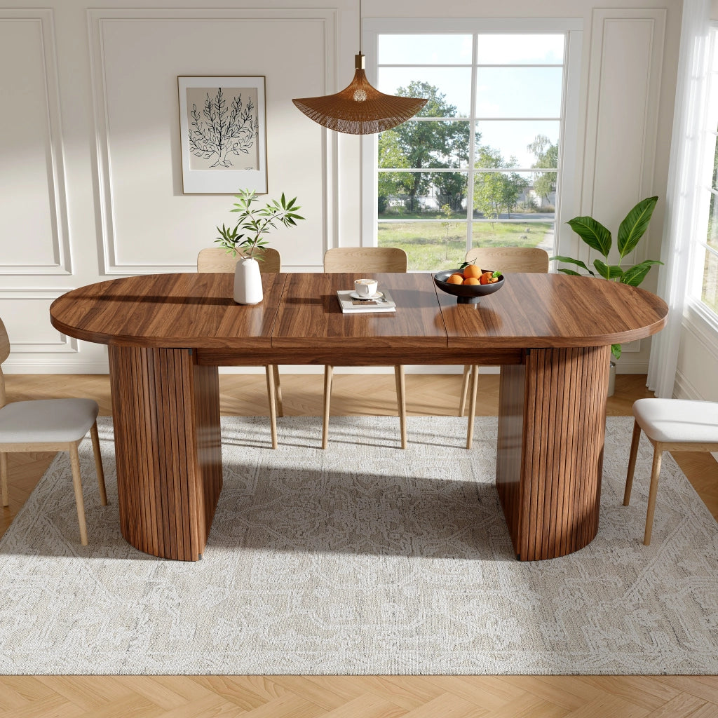 Tavolo da Pranzo Allungabile con Vano Contenitore ¨C MINIMAL ¨C MDF, Marrone Scuro, Salvaspazio