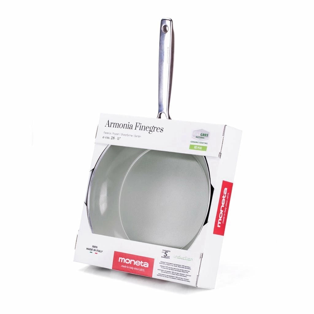 Moneta 0005390124 Armonia Padella 24 cm Alluminio Forgiato Rivestimento Antiaderente Finegres Senza PTFE PFAS PFOA Nichel Induzione colore Nero