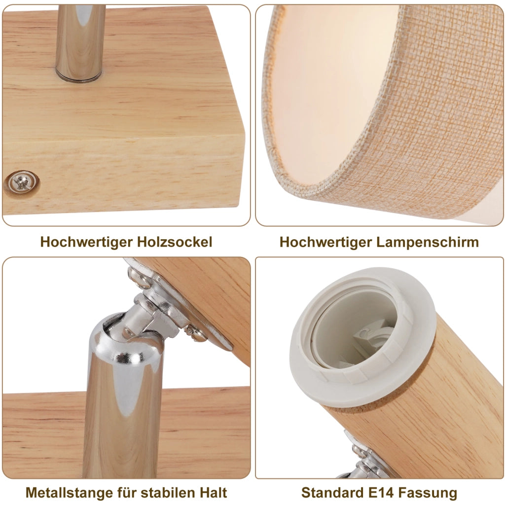 ZMH Faretto da soffitto vintage 1 fiamma legno orientabile 350° E14 max 40W senza lampadina