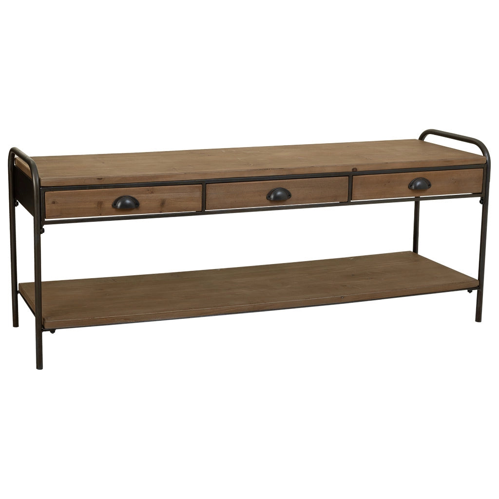 Credenza in legno e metallo marrone 149x38x58h cm