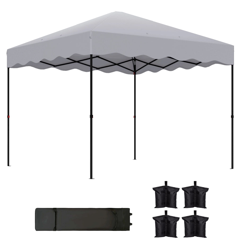 Gazebo da giardino 3x3 m pieghevole ¨C zephmum ¨C grigio chiaro metallo tessuto