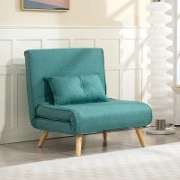 Poltrona convertibile 1 posto divano letto clic-clac 4 in 1 con supporto regolabile in 5 posizioni, cuscino incluso, verde