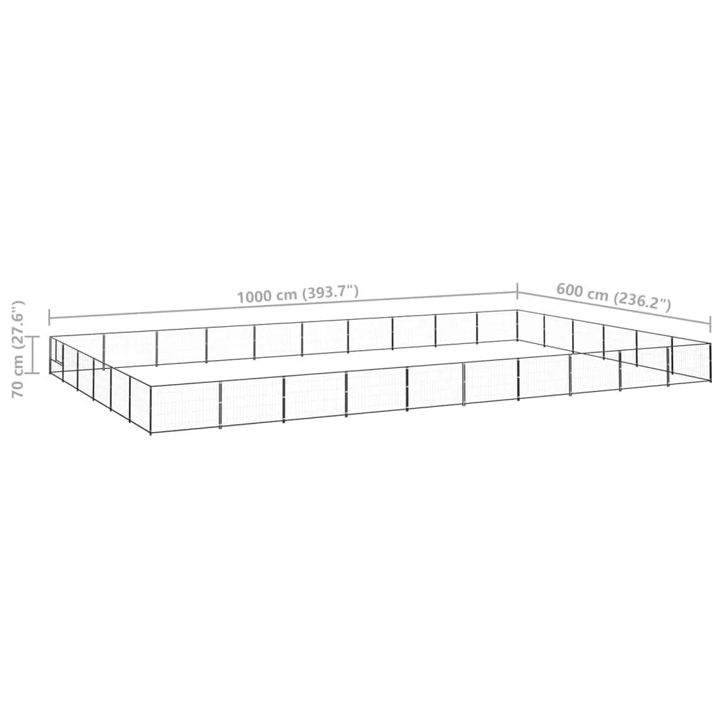 Recinto per animali da esterno per cani nero 60 m² acciaio 02_0000549