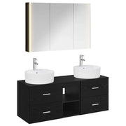 Set di mobili per il bagno 4 pcs Rovere Nero 3406904