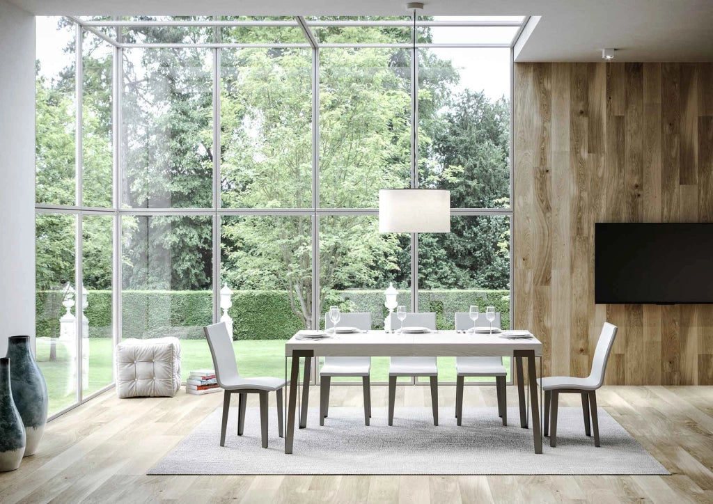 Tavolo Allungabile 200-304x90x77 cm Rio Bianco Frassino Telaio Antracite