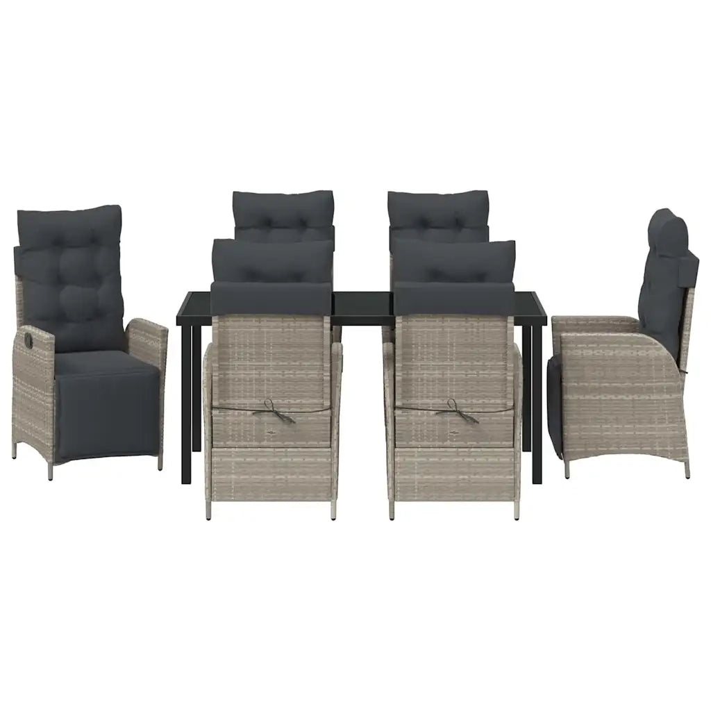 Set da Pranzo per Giardino 7 pcs Grigio chiaro polyrattan 3380572
