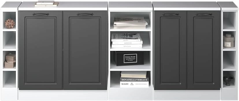 Set di mobili sottotetto Rion, Antracite casa di campagna, 210 cm Set di 5 carcasse armadio profondità 60 cm, adatto per il salvaspazio sotto tetti spioventi