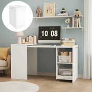 Scrivania Pieghevole Multifunzionale con Armadio ¨C MINIMAL ¨C Legno Bianco, 2 Vani, 126x55x75