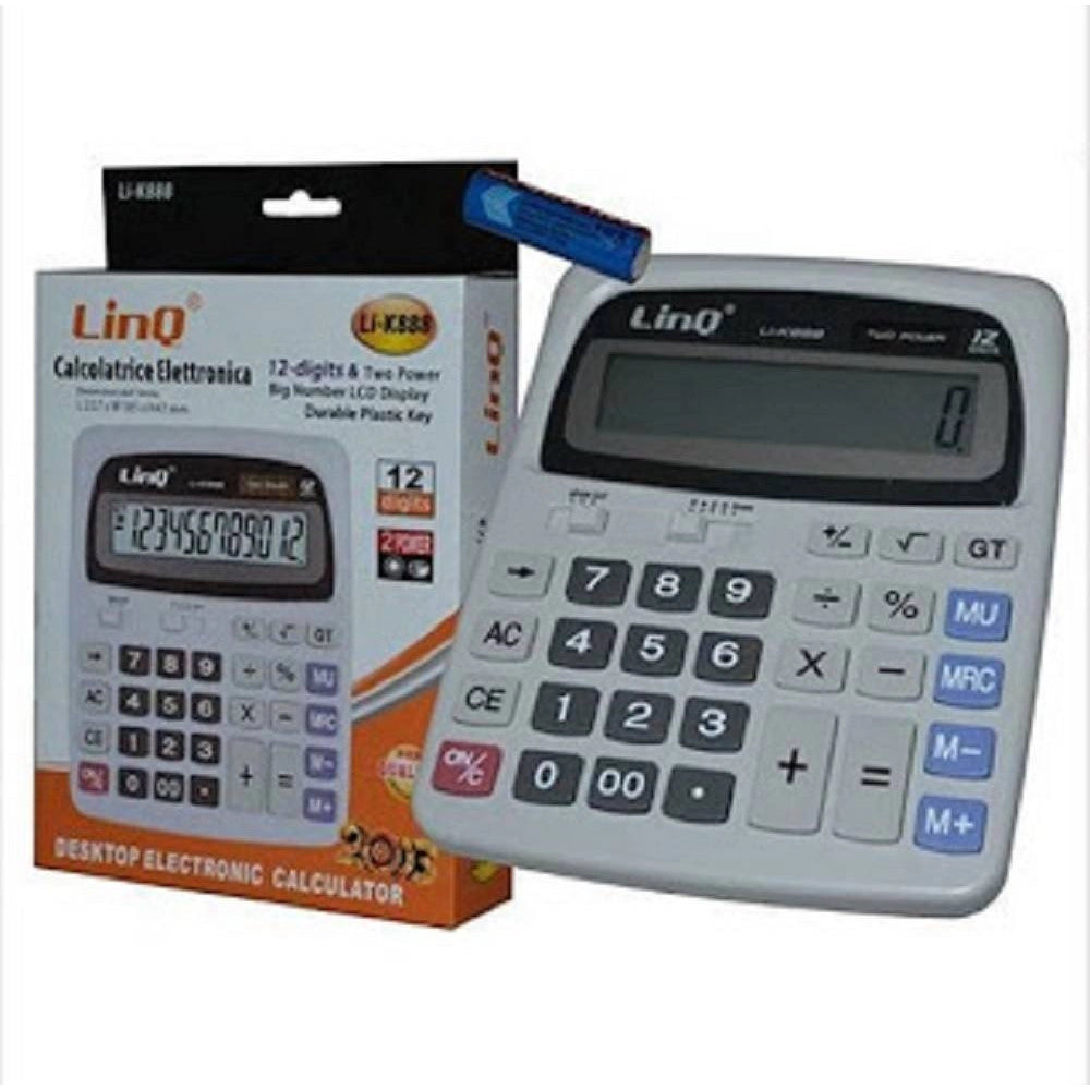 Trade Shop - Calcolatrice Elettronica Li-k888 Display Lcd 12 Cifre A Grandi Numeri 2 Power -