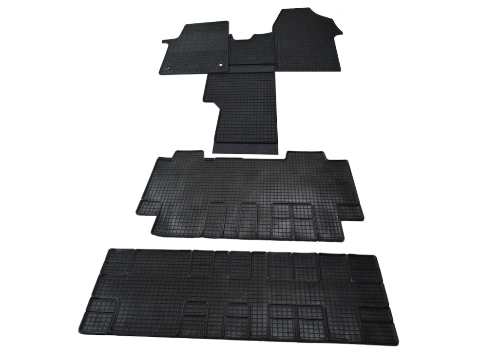 RIGUM-904413-904185-904420, Tappetini in Gomma per Opel Vivaro dal 09/2019 - 8 posti (2 anteriori + 3 seconda fila + 3 t