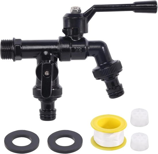 Biforcazione esterna 3/4" con 2 uscite 3/4" - ottone - antigelo - nero