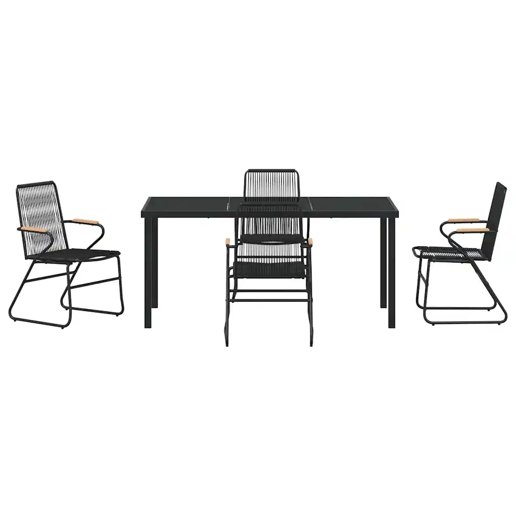 Set da Pranzo per Giardino 5 pz | Set Salotto da Giardino Nero
