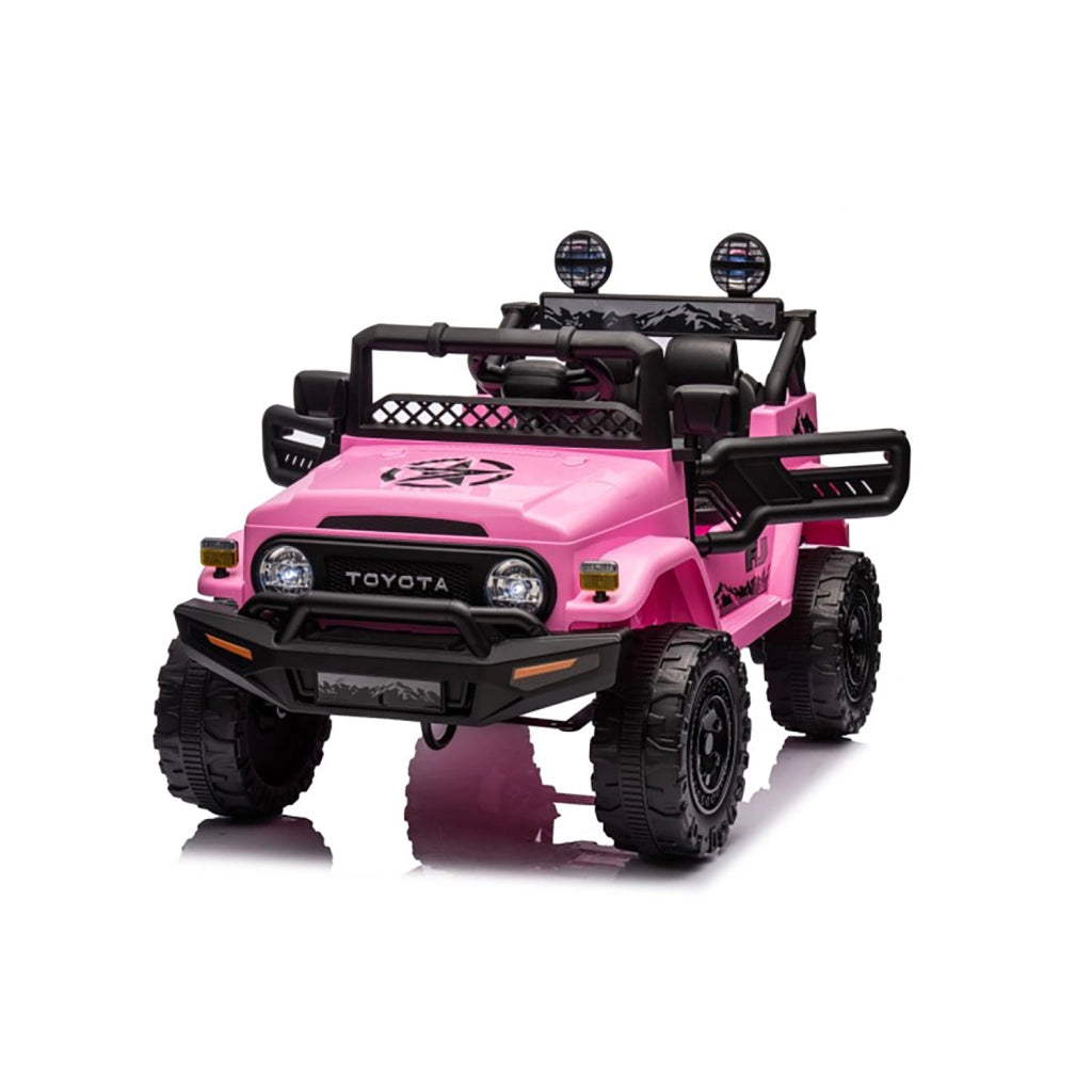 Macchina Elettrica per Bambini Fuoristrada Toyota Fj Cruiser 12V Telecomando Ruote in Gomma e Sedile in Pelle Rosa