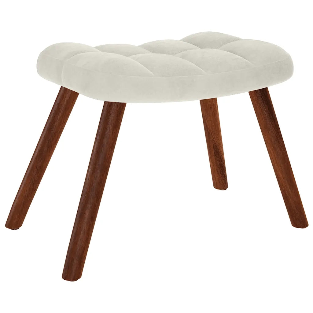Sedia a dondolo con sgabello in velluto crema CFW3096633