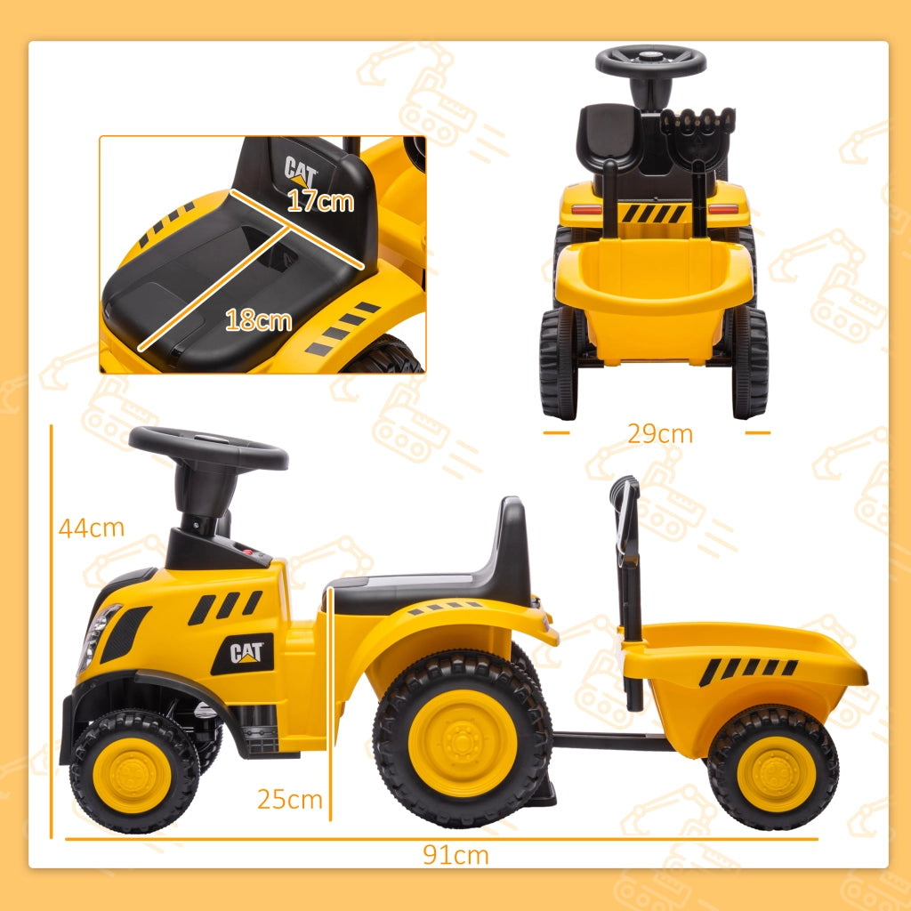 Camion Giocattolo per Bambini 12-36 Mesi con Pala e Rimorchio, in PP e Metallo, 91x29x44 cm, Giallo