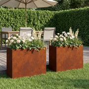 Vaso da giardino 2 pz Ruggine 50 x 20 x 40 cm Acciaio Corten 8005455