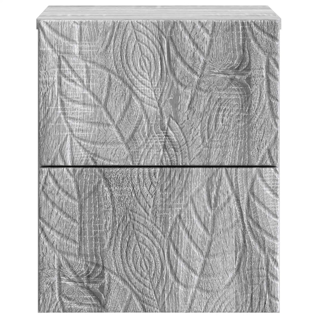 Mobiletto da notte a muro 2 pz Sonoma grigio 34,5 x 33 x 40 cm 898818