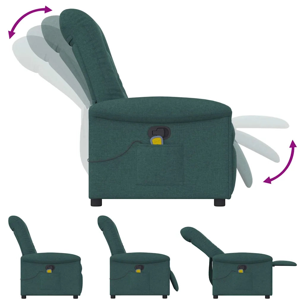 Divano Sedia-Poltrona Massaggiante Reclinabile Verde Scuro in Tessuto 814848