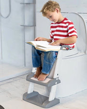 Bagnetto per bambini con scala, riduttore di altezza per bagnetto, occhialino per bagnetto con cuscino in PU soffice