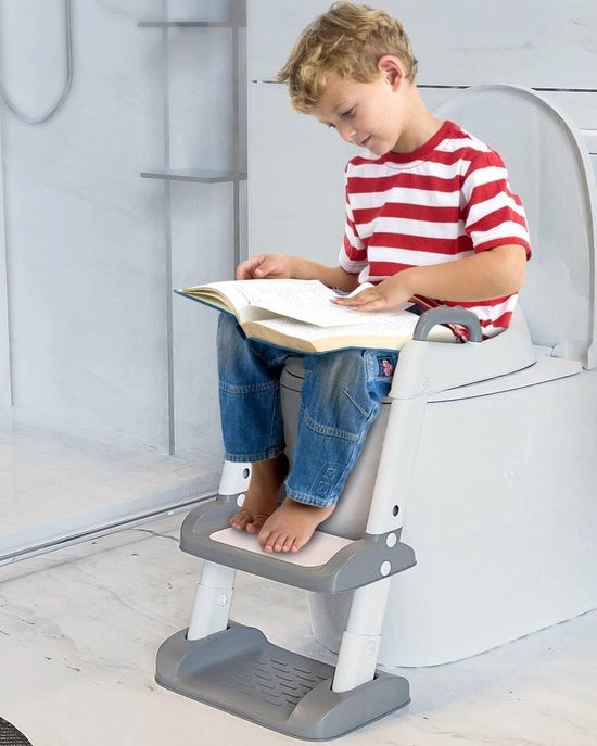Bagnetto per bambini con scala, riduttore di altezza per bagnetto, occhialino per bagnetto con cuscino in PU soffice