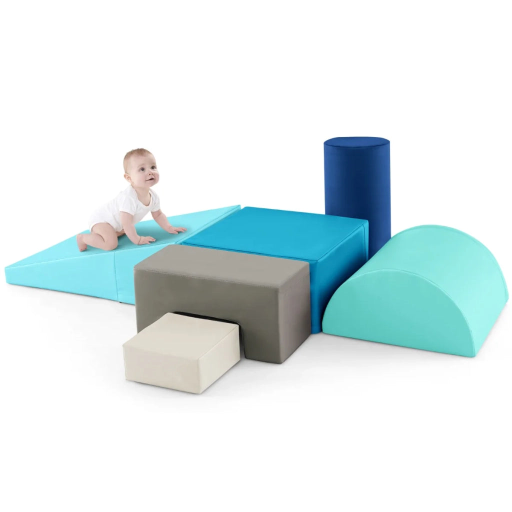 Set di 6 blocchi didattici per neonati 60 x 40 cm silenziosi e leggeri PU blu 20_0009975
