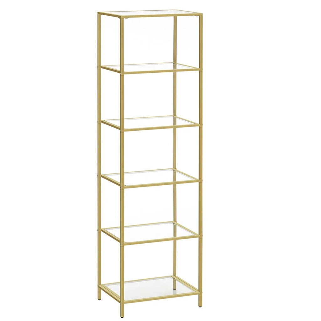Scaffale portaoggetti per bagno 30 x 40 x 1773 cm mobiletto portaoggetti in vetro temperato a 4 ripiani robusto facile da montare per soggiorno camera da letto ufficio oro 12_0005727