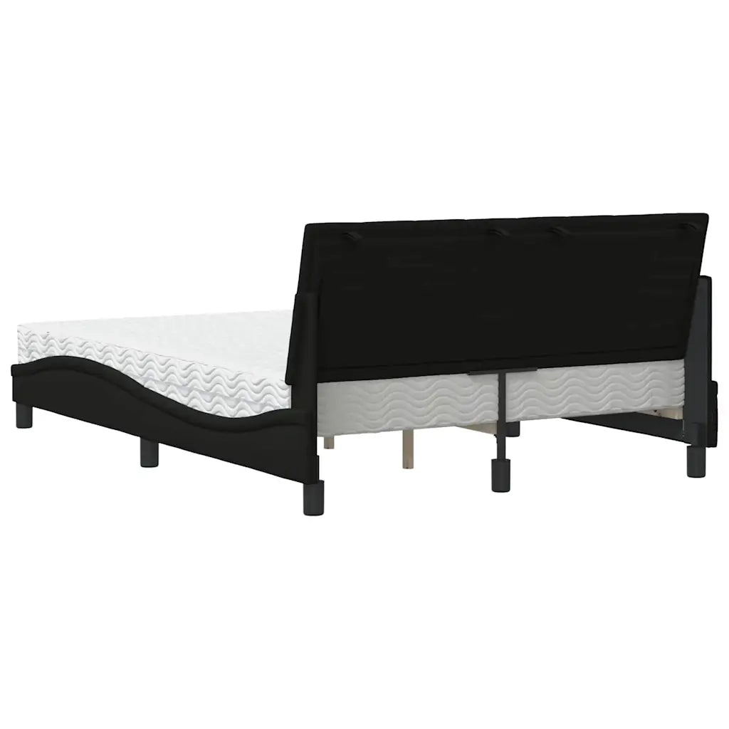 Letto con Materasso Hanko Nero 140x200 cm in Tessuto