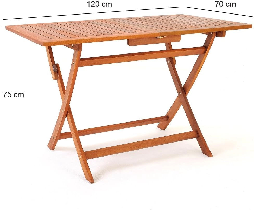 Set Tavolo e Sedie da Giardino in Legno Acacia Certificata FSC 5 Pezzi 4+1 Balcone Terrazza Veranda Mobili da Esterno 120x70x75cm