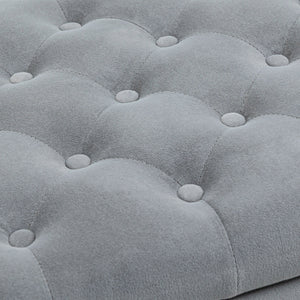 Panca Fondo Letto 126x48,5x57 cm in Tessuto Vellutato Grigio