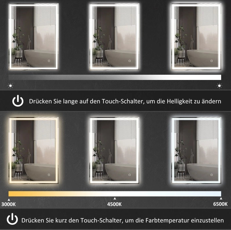 Specchio bagno LED 90x70 cm con antiappannamento e memoria