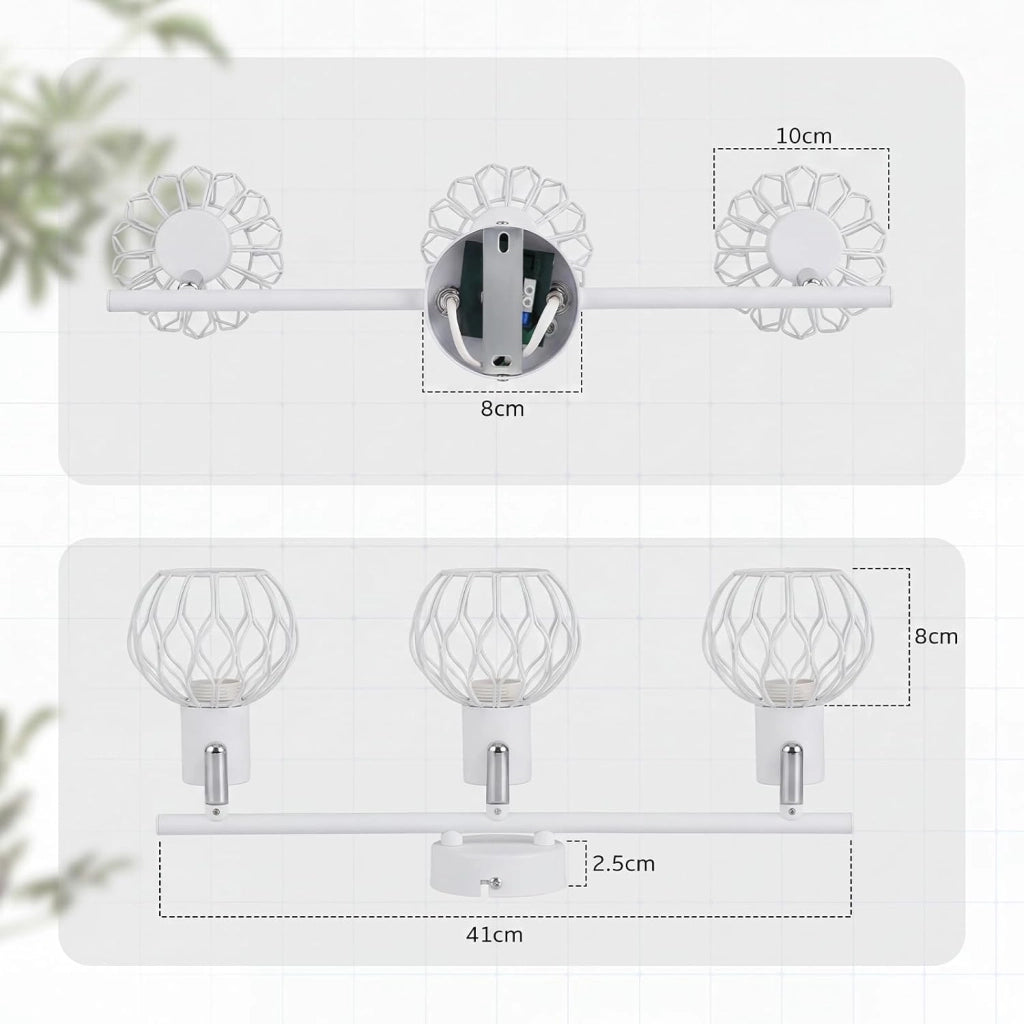 ZMH Faretto da Soffitto 3 Luci Bianco E14 Metall Orientabile 350¡ã per Cucina Soggiorno Corridoio Senza Lampadina