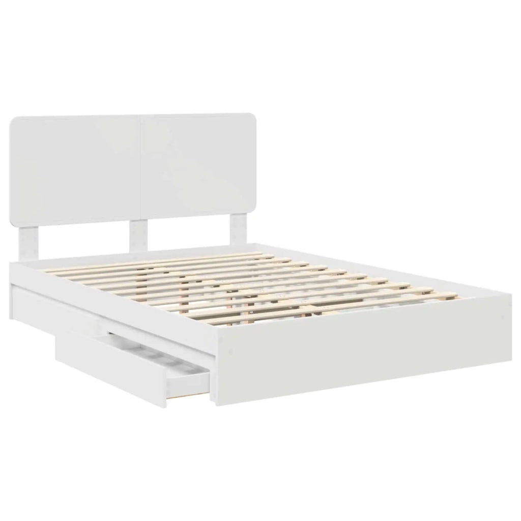 Letto con Contenitore Bianco 140 x 190 cm Legno multistrato