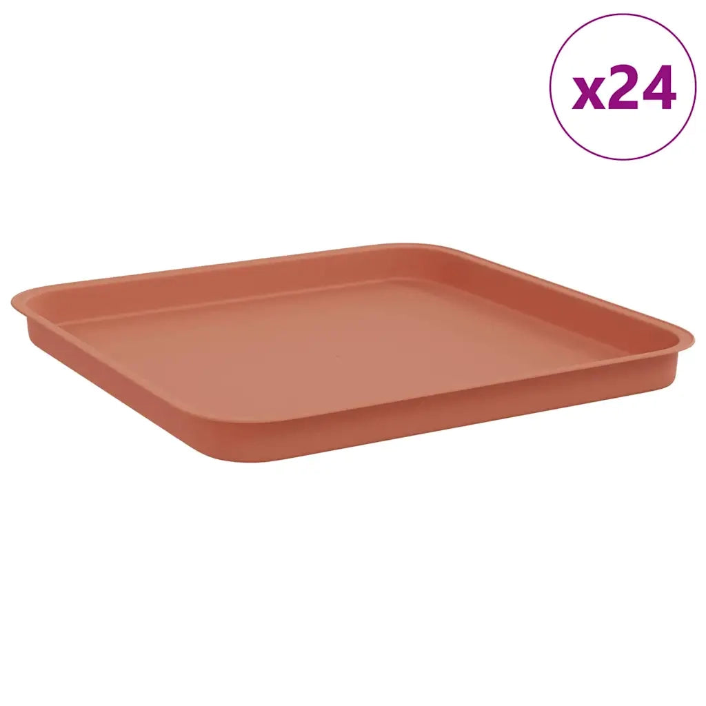 Vassoio Quadrato per Fiori 24 pcs Rosso Mattone Plastica
