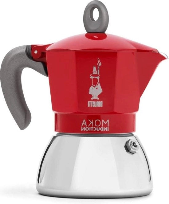 Caffettiera a Stantuffo Adatta Per Induzione E Tutti I Forni - 4 Bocche Macchina per Espresso (190 Ml) - Rosso