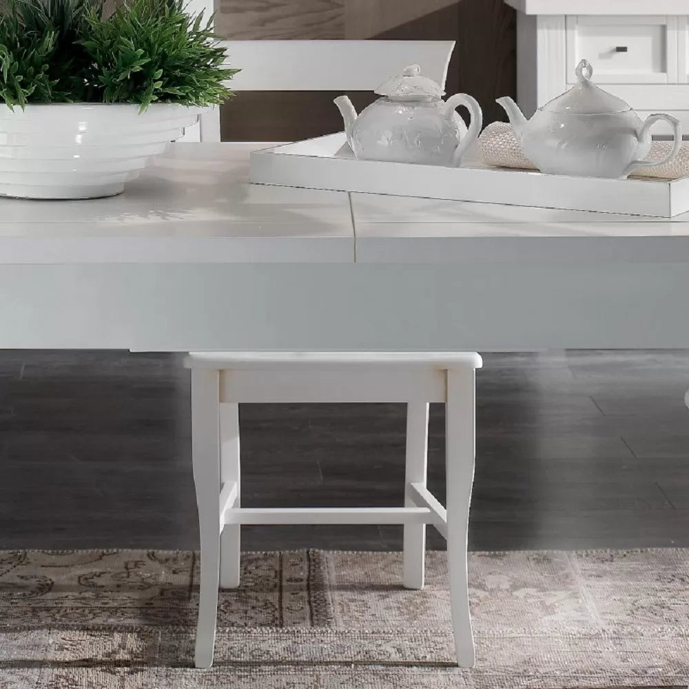 Tavolo shabby allungabile gamba a spillo legno massello bianco l.180 p.90 h.80 - Mobili 2G