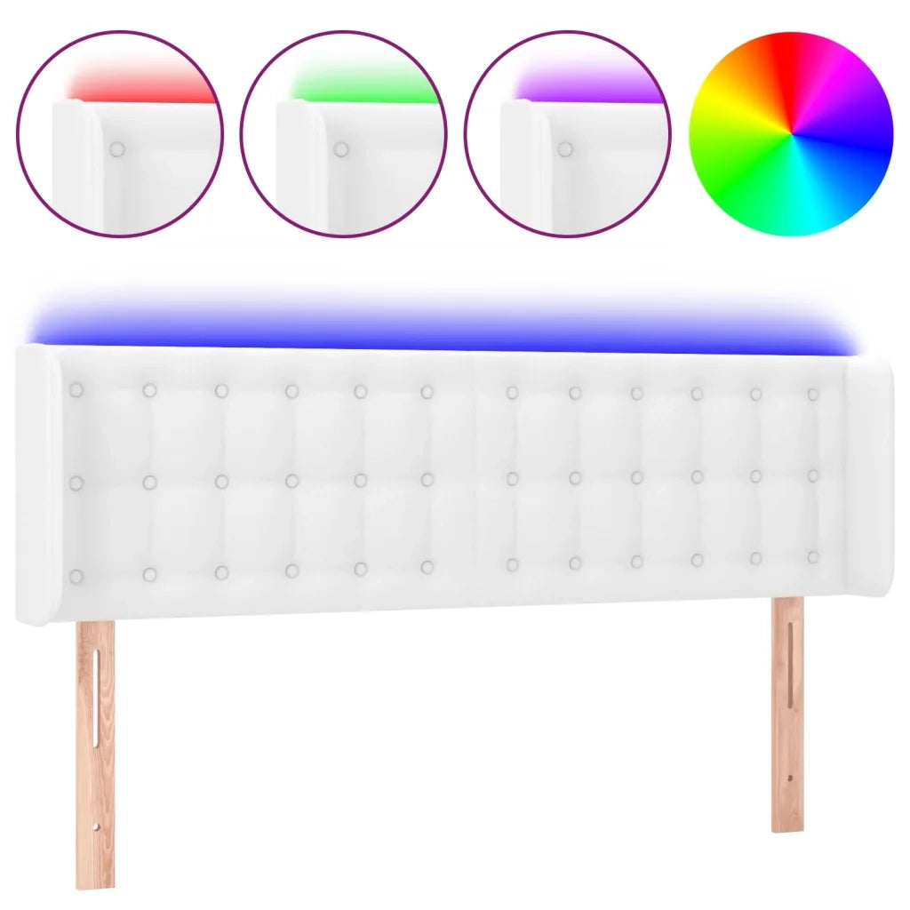 Testiera | Testata a LED Bianca 147x16x78/88 cm in Similpelle