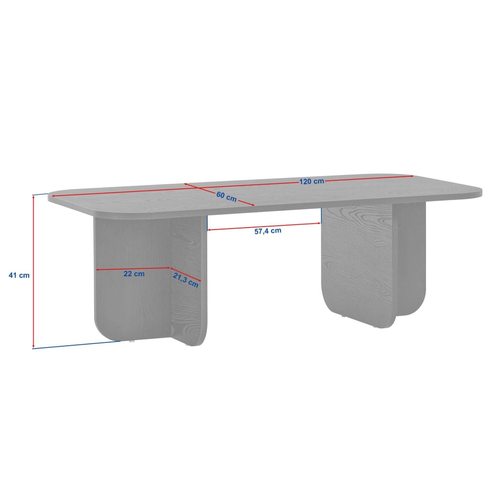 Nomeva, Tavolino da Salotto Forma Rettangolare, 120x60x41h cm Bianco Marmo