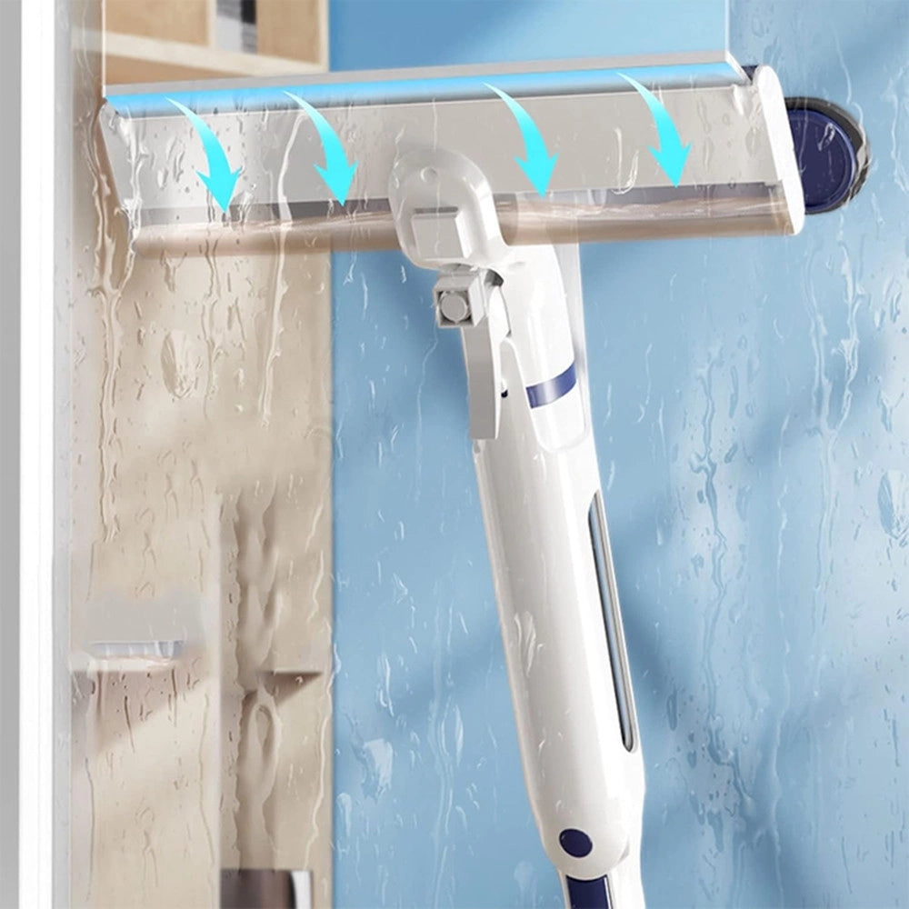Trade Shop - Pulitore Vetri Spruzza Lava Raschia Raccoglie Acqua 3in1 Con Spray Contenitore Integrato -