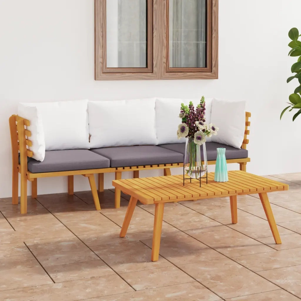 Set Divani da Giardino 3 pz | Set Salotto da Giardino con Cuscini in Massello di Acacia
