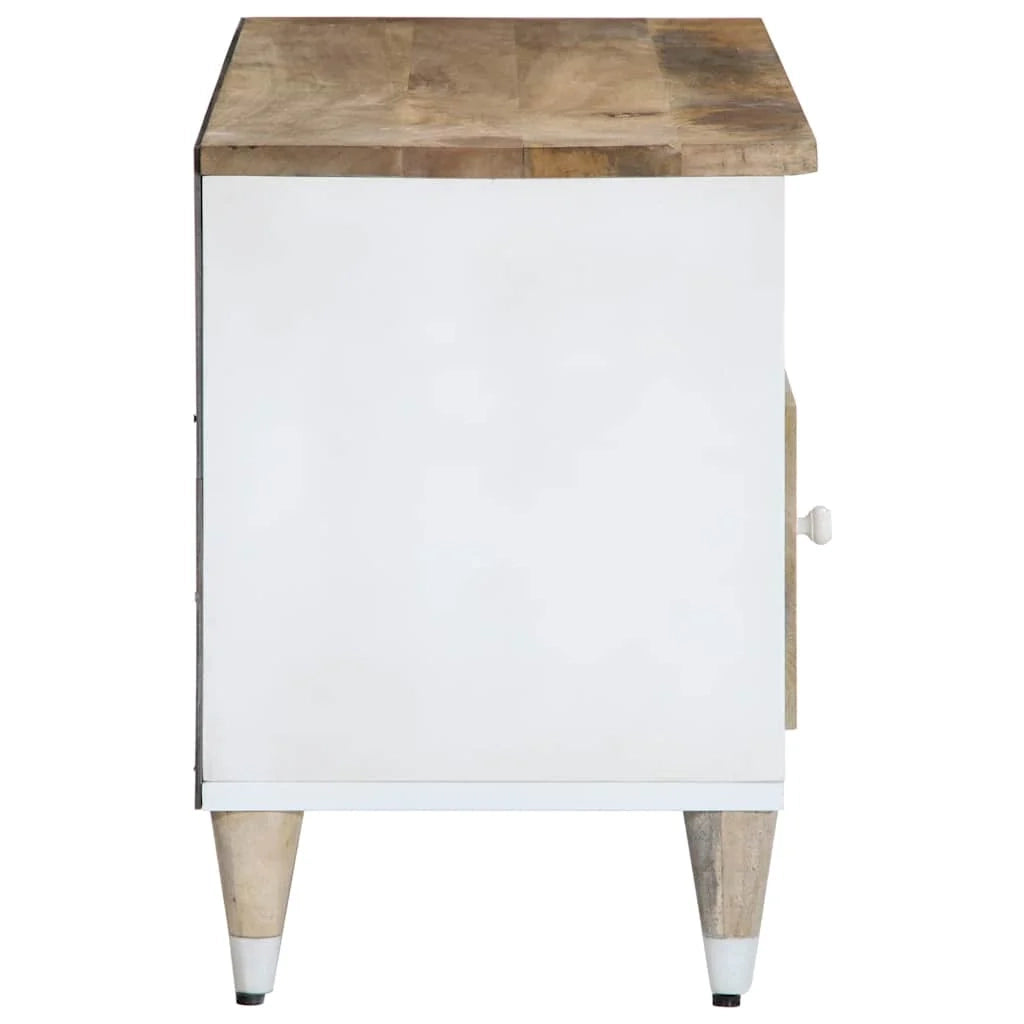 Mobile porta TV con cassetto e ripiani 100 x 33,5 x 46 cm pratico contenitore stile moderno legno di mango naturale 02_0057846