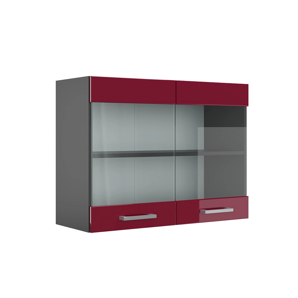 Vicco Mobile da cucina in vetro Rosso lucido 80 cm