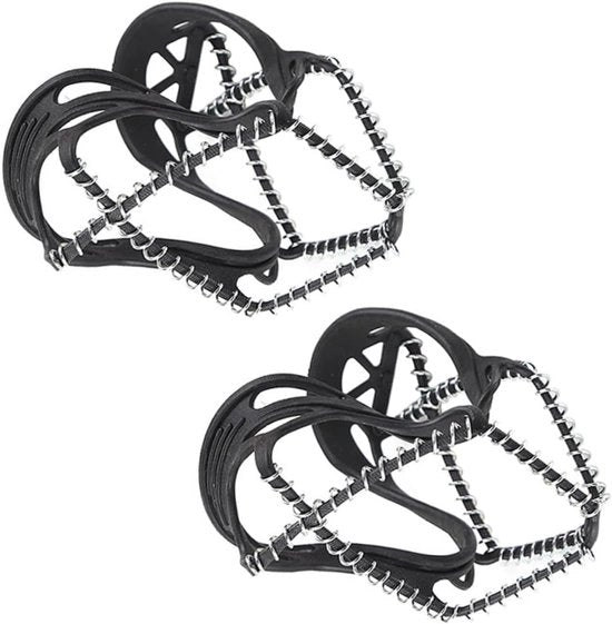 Set universale di 1 coppia di stivali antiscivolo, scarpe per arrampicata su ghiaccio, scarpe per pesca su superfici ghiacciate, idonee per camminare, correre, escursioni e trainare su neve, ghiaccio, fango, sabbia e erba bagnata.