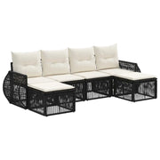 Set Divano da Giardino 6 pcs Nero e Bianco Crema polyrattan 3435496