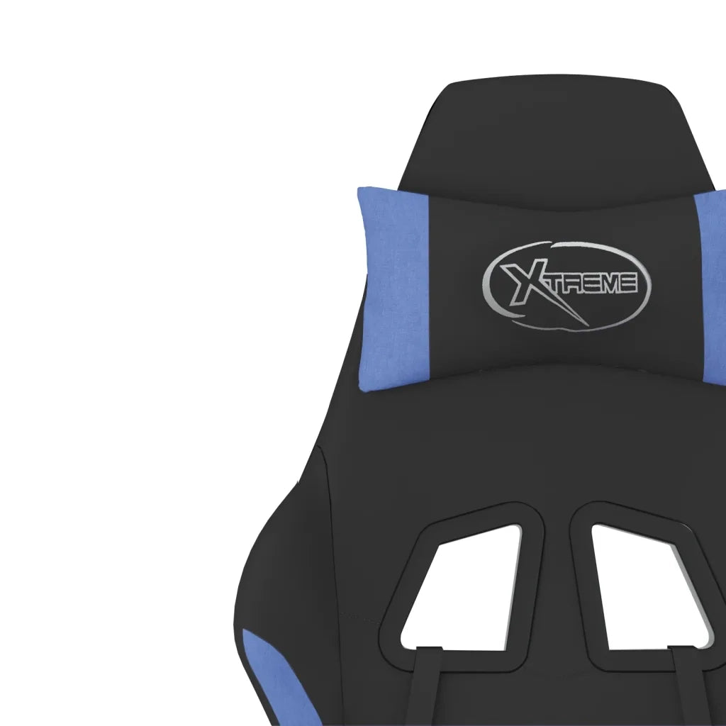 Sedia da Gaming | Sedia da e-sports Massaggio e Poggiapiedi in Tessuto Nero e Blu