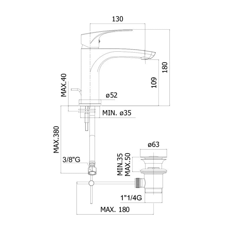 Miscelatore lavabo serie lime paffoni