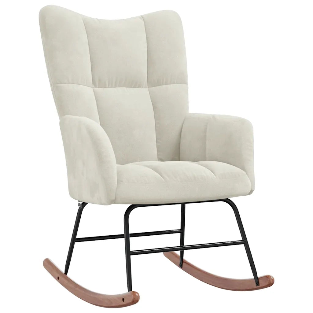 Sedia a Dondolo Crema in Velluto CFW7397965