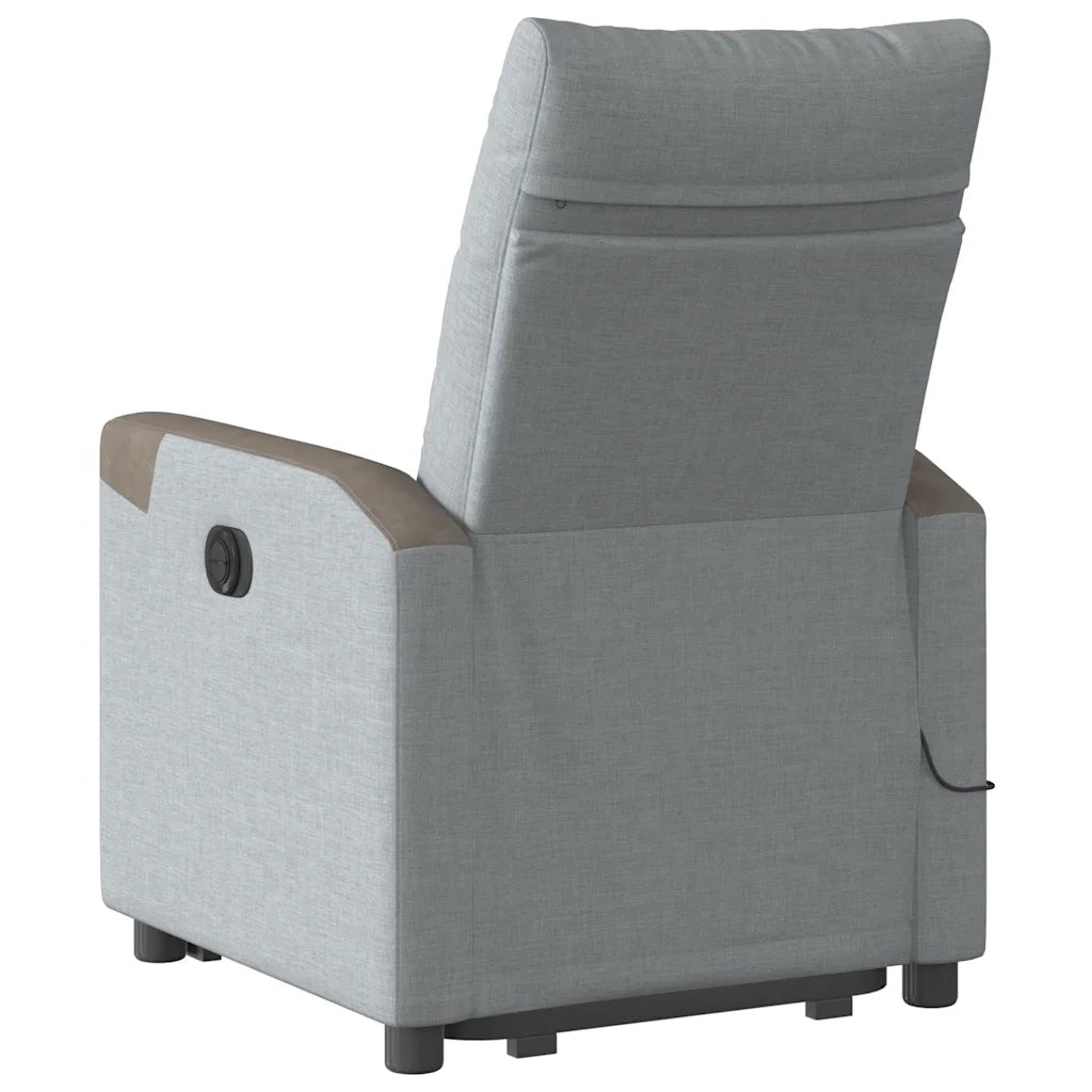 Poltrona | Sedia Relax Alzapersona Massaggi Reclinabile Grigio Chiaro Tessuto